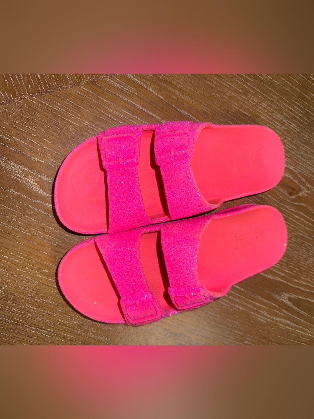 Cacatoes Girls Pink Sandals Neon Pink Glitter -girls 2/3